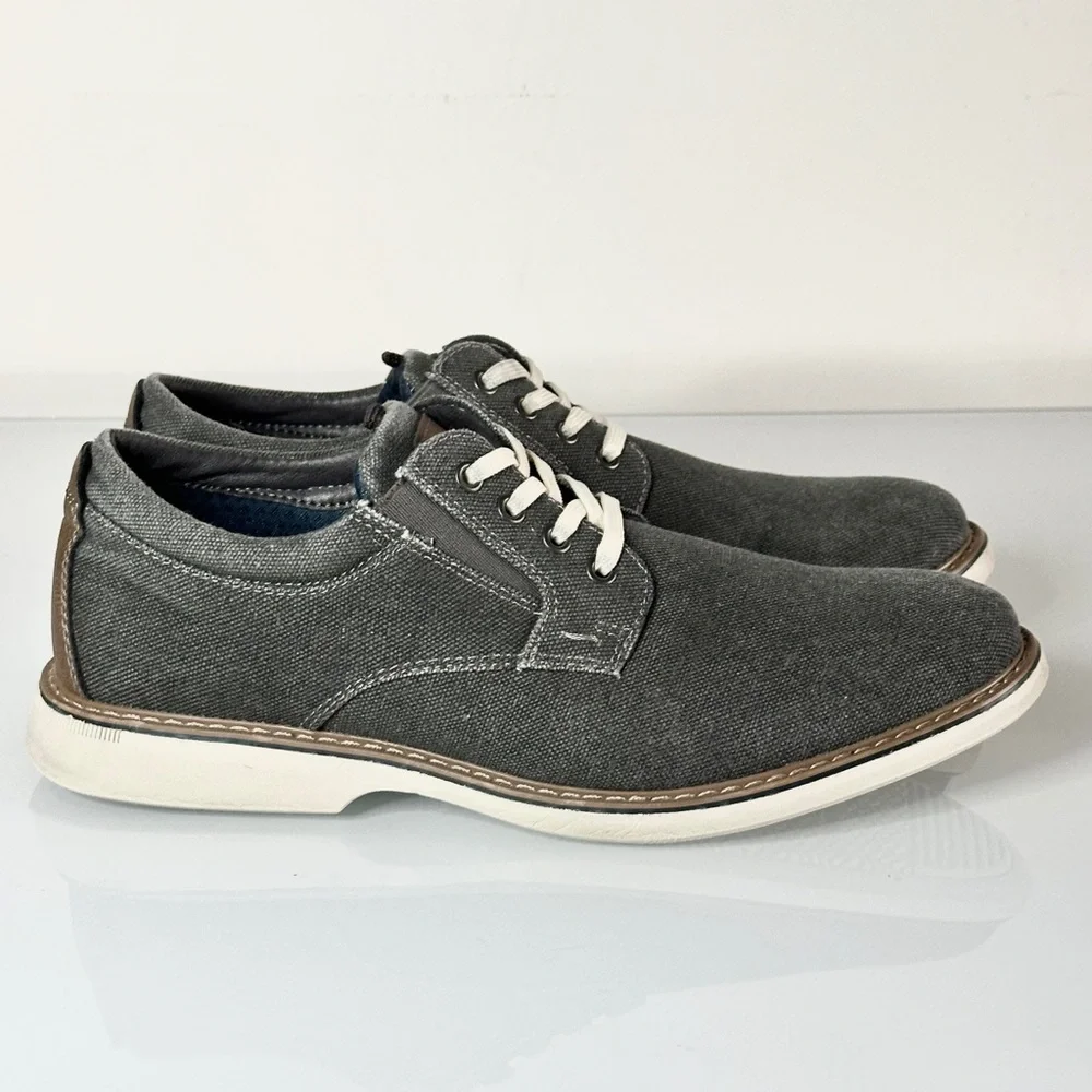 Nunn Bush Otto Canvas Oxford 9 Gray Plain Toe